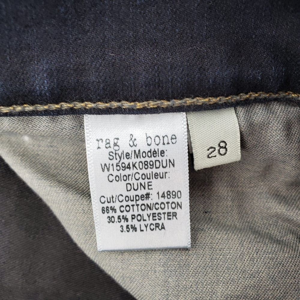 Rag & Bone Mid-Rise Women's Cropped Raw Hem Dark Wash 10in Flare Size 28 - Picture 5 of 7